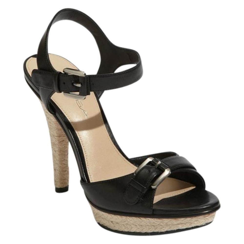 NEW Via Spiga Cain Black Leather Sandals